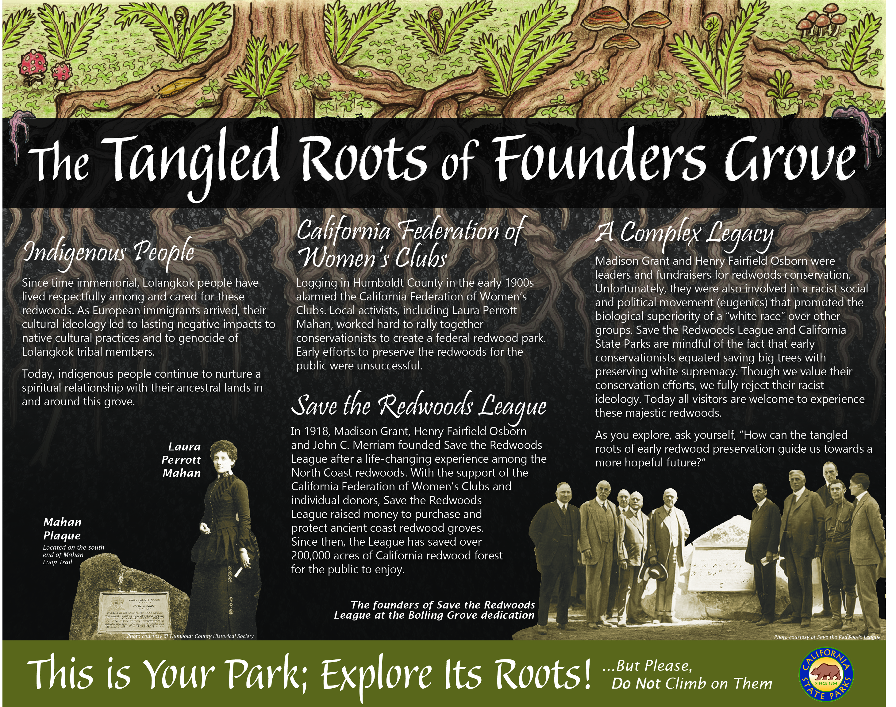 Photo of the new interpretive signage regarding Madison Grant